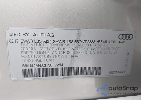 2017 Audi A8 L 3.0T from USA, damaged, VIN WAU44AFD2HN017254
